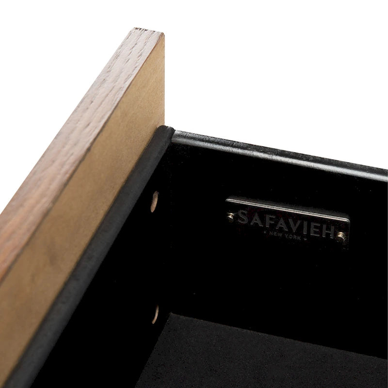 2-Drawer Nightstand with Brass Legs & Contrast Finish