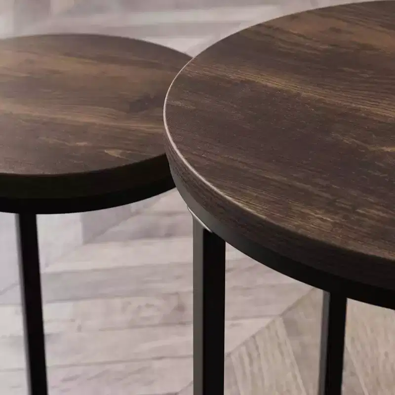Nathan James Lula Nesting Round Side Tables Nutmeg/Black
