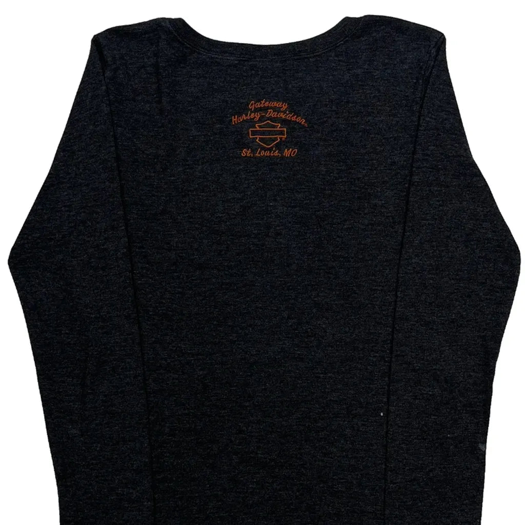 Graphic Long Sleeve T-Shirt Large Black Cotton Women