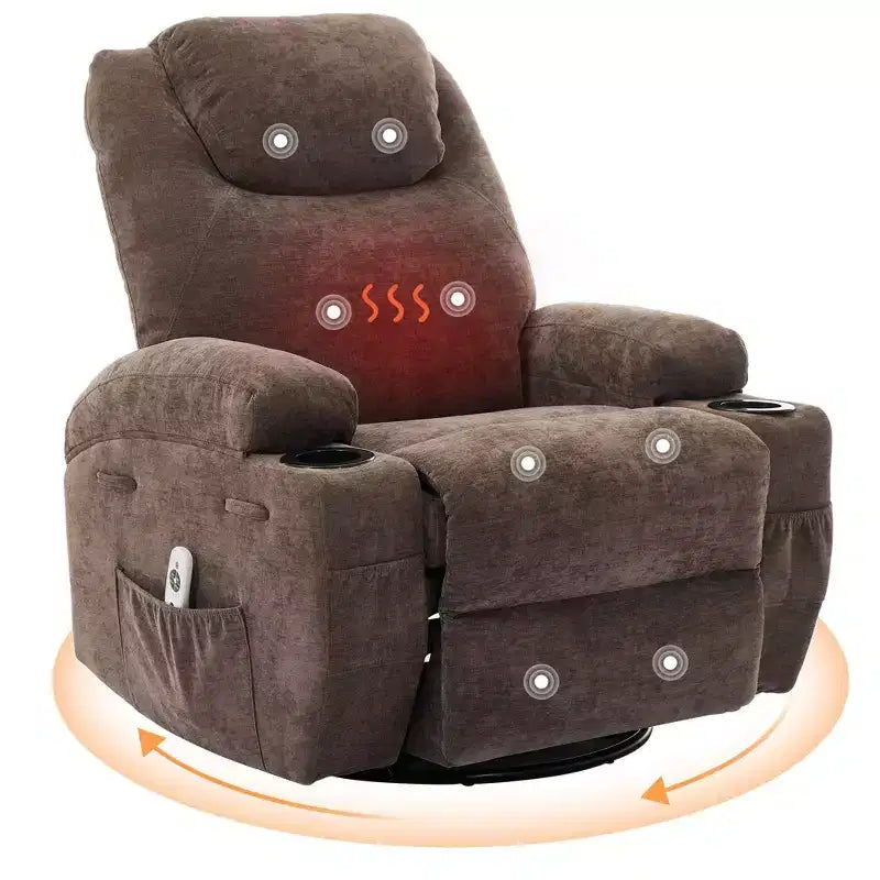 360 Swivel Rocker Recliner Chair with Massage and Heat