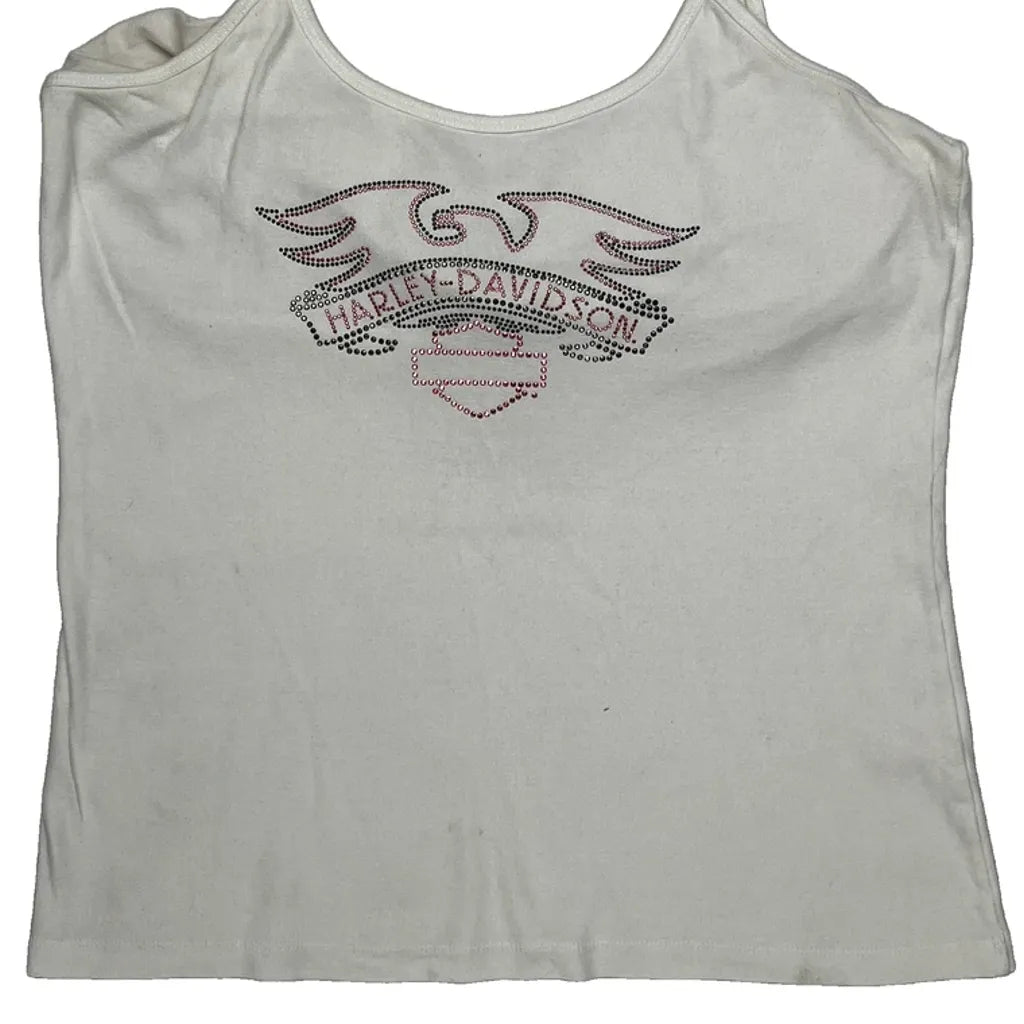 Women's Casual Graphic Tank Top White Cotton Regular Fit XL
