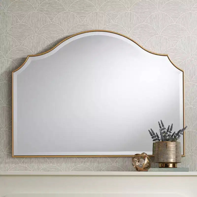 Noble Park Vinyard Arch Top Vanity Decorative Wall Mirror Vintage Beveled Glass Gold Frame 38 Wide for Bathroom Bedroom Home
