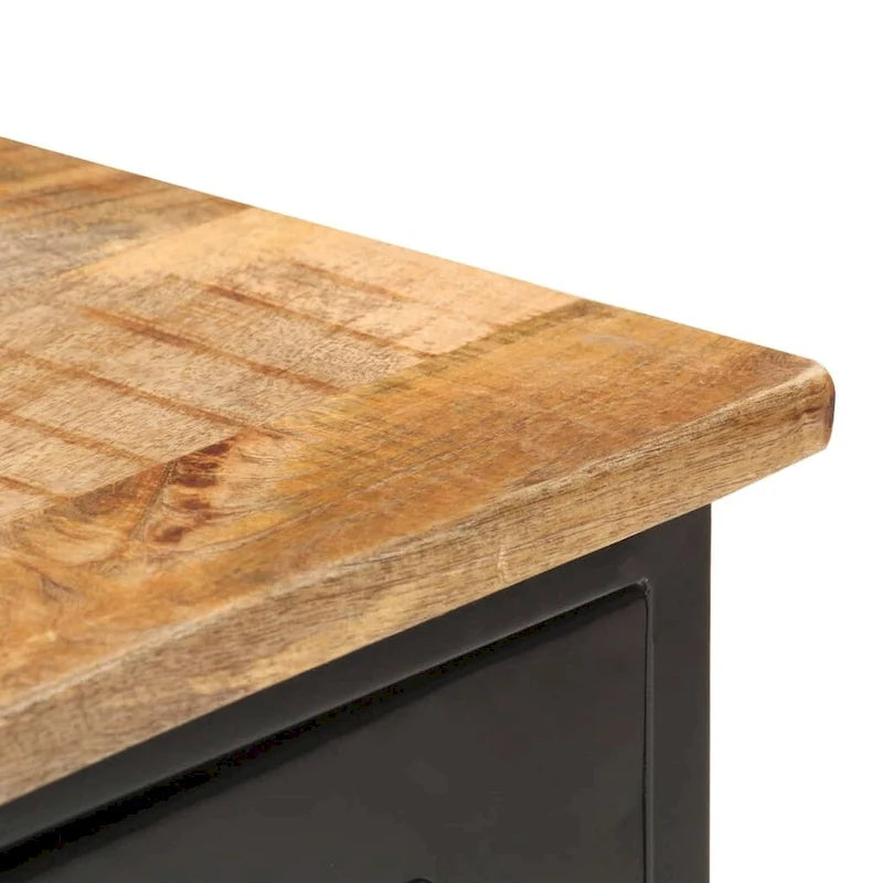 Sideboard 43.3x11.8x25.6 Solid Rough Mango Wood and Steel