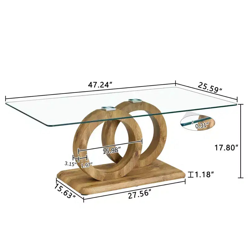 Ring-Base Glass Coffee Table with MDF Base