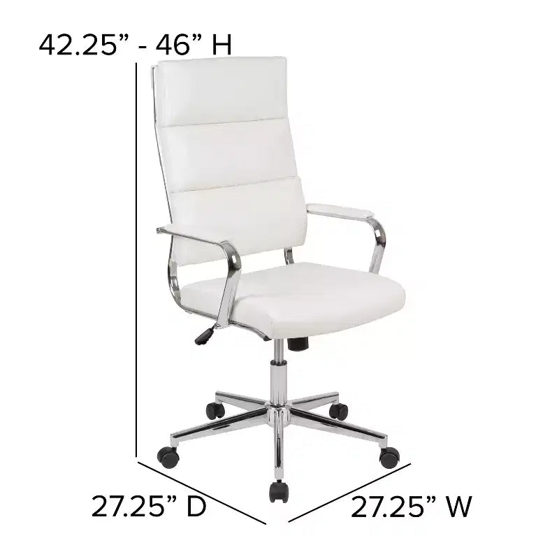 High Panel-Back Ergonomic Executive Office Chair with Padded Metal Arms, 360�� Swivel