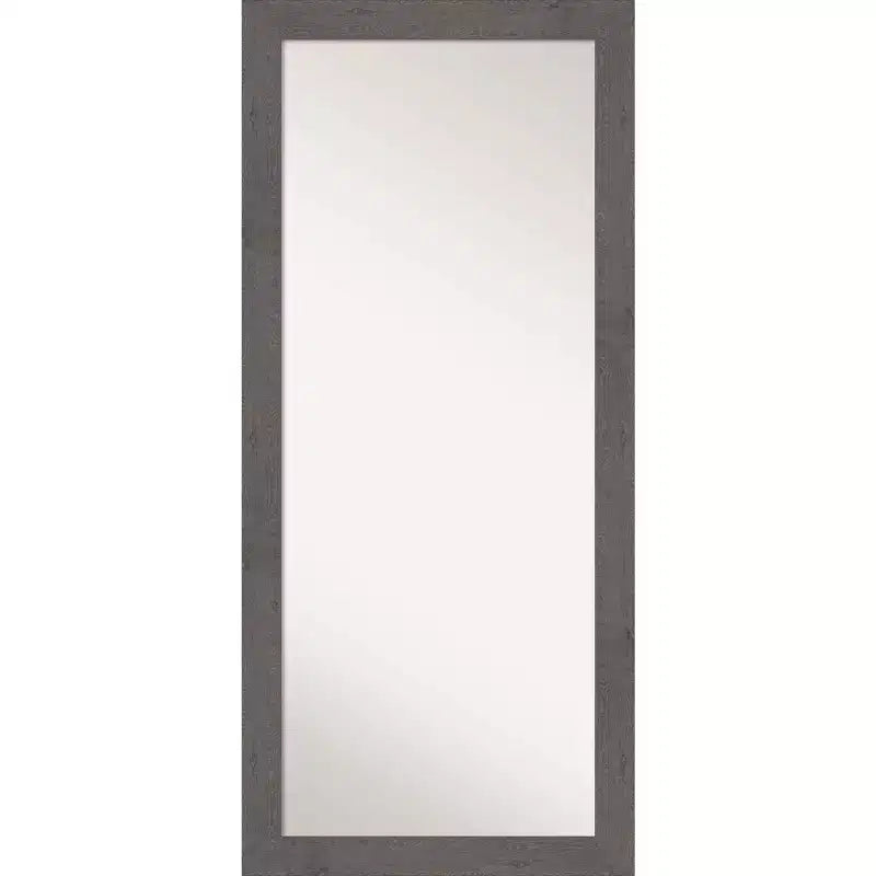Full-Length Leaner Mirror with Gray Wood-Grain Frame