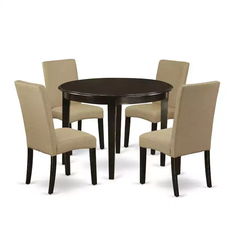 Round Kitchen Table Set 5 Piece - 42 Inch Table & 4 Parsons Chairs - Urban Modern Design