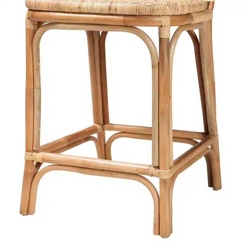 Baxton Studio Adrena Rattan Counter Height Barstool Natural Brown : Fixed Height, No Assembly, Spot Clean