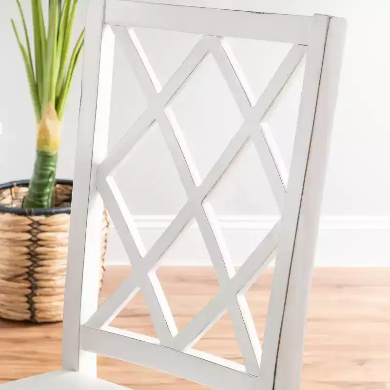 5pc Harleau Solid Wood Dining Set White - Powell: Rectangle Table, 4 Chairs, Nautical Style
