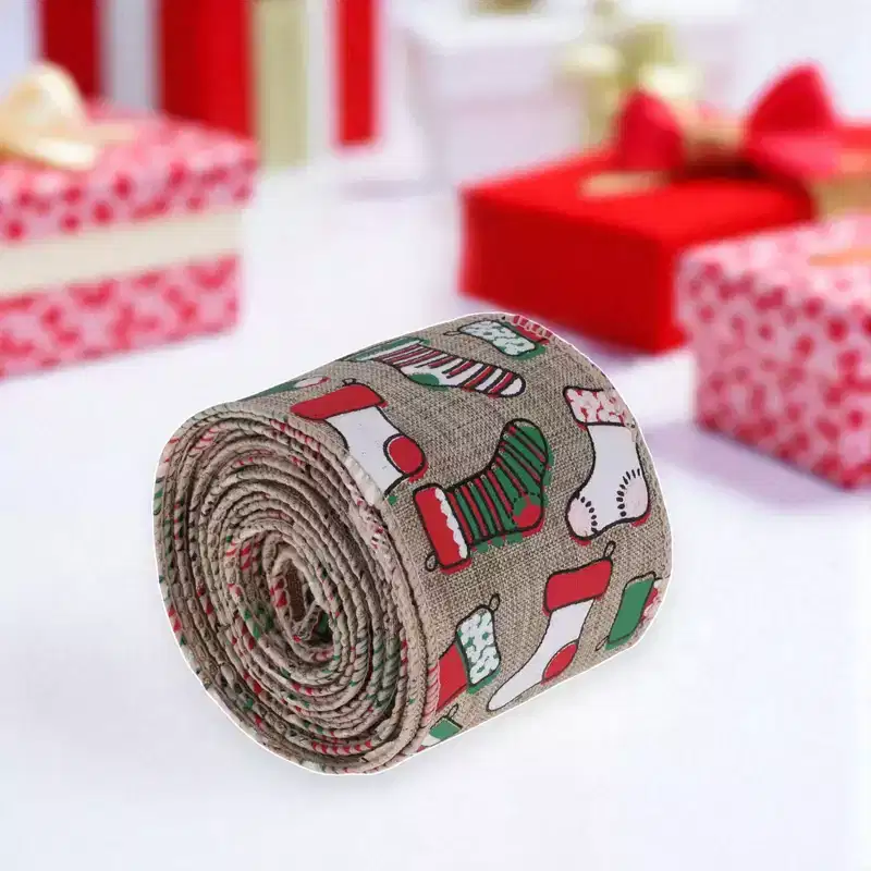 Unique Bargains Gift Wrap Ribbons Faux Linen Multicolor 179.13x2.56 1 Pc