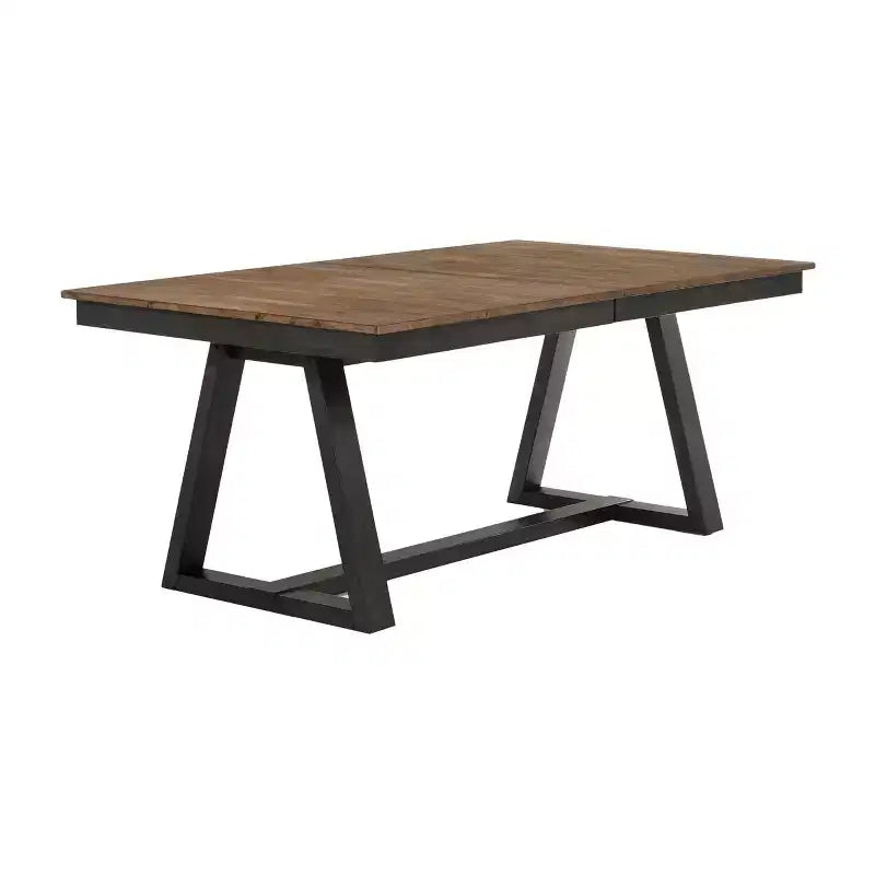 Extendable Rectangular Dining Table, Brushed Brown/Pecan