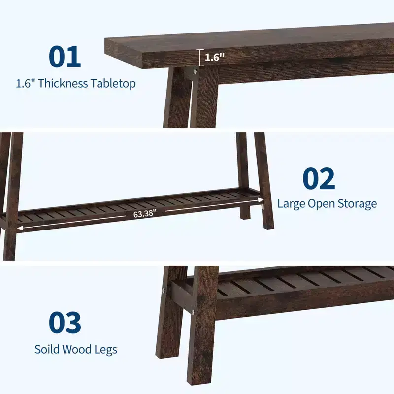 2-Tier Narrow Console Table, 70.9