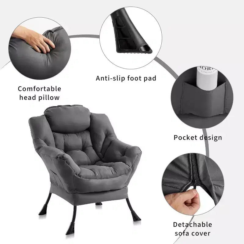 Modern Lounge Chair - Slim Profile Armchair for Small Spaces