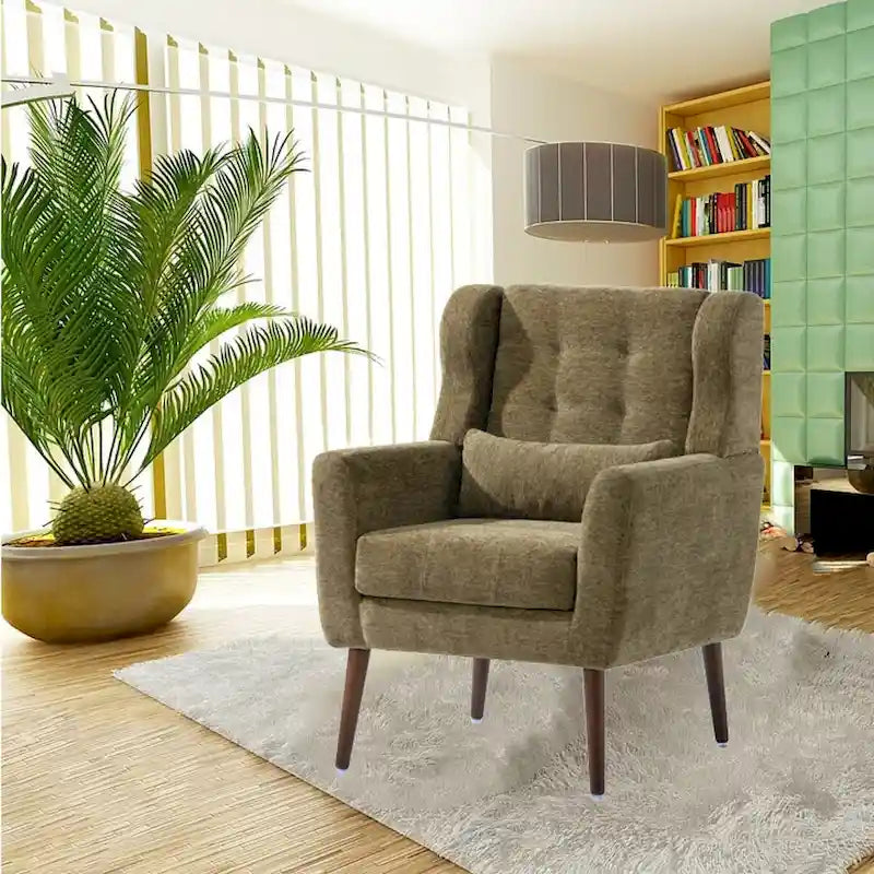 Mid-Century Modern Accent Chair with Waist Cushion