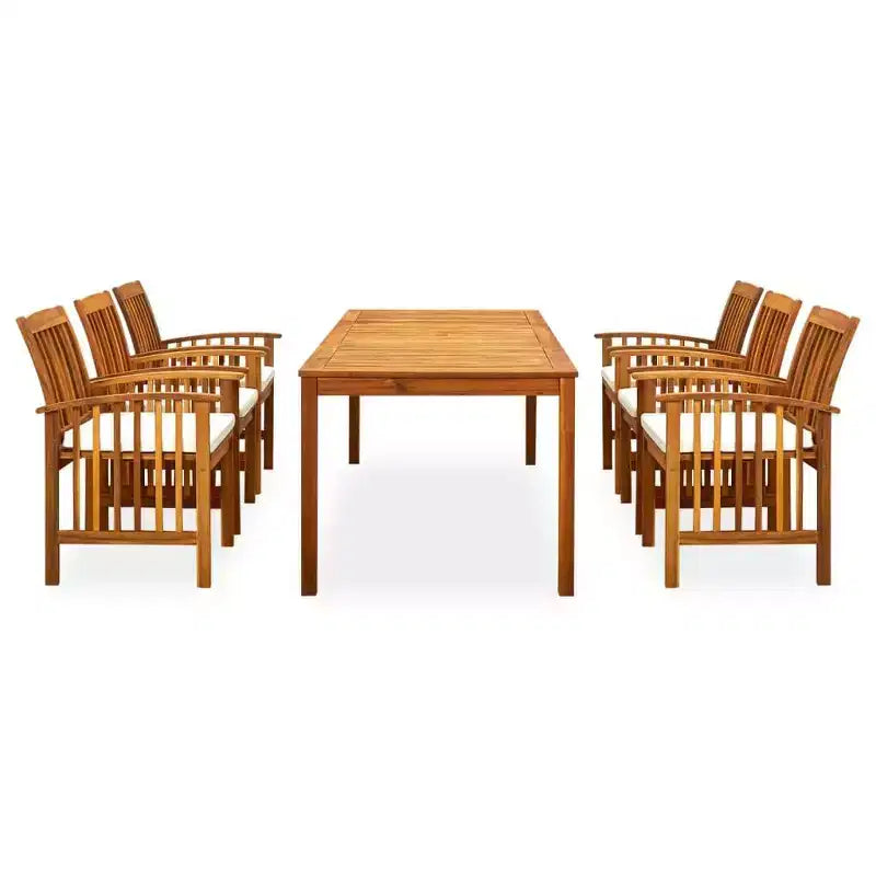 vidaXL Solid Wood Acacia Dining Set & Cushions/Dark 7/9 Piece