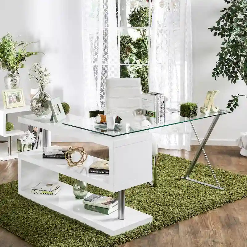 59 Convertible Glass-Top Computer Desk