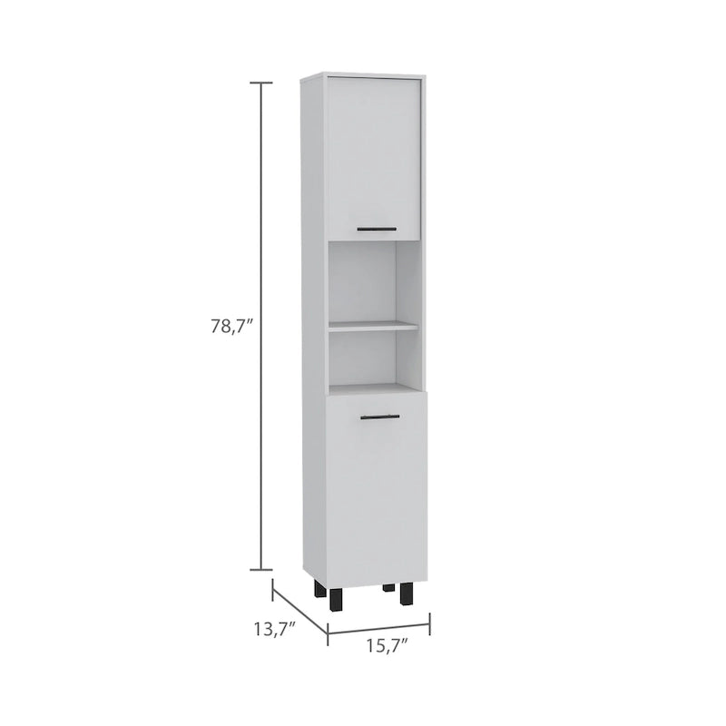 Kitchen Pantry with 2 Cabinets and 2 Open Shelves, Aluminum Handles and Hinges