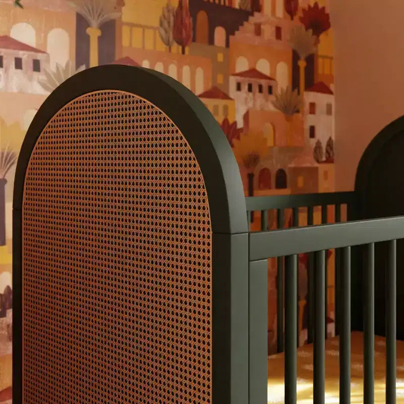 Boho Cane 3-in-1 Convertible Crib with Toddler Bed Conversion Kit