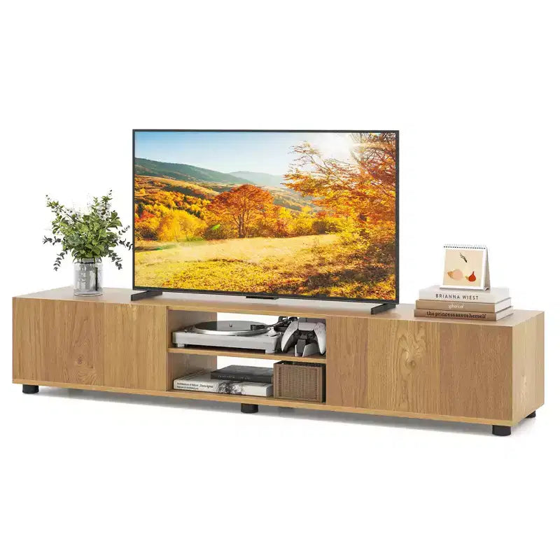 TV Stand for Up to 70-Inch TVs with Storage Cabinets and Open Shelves