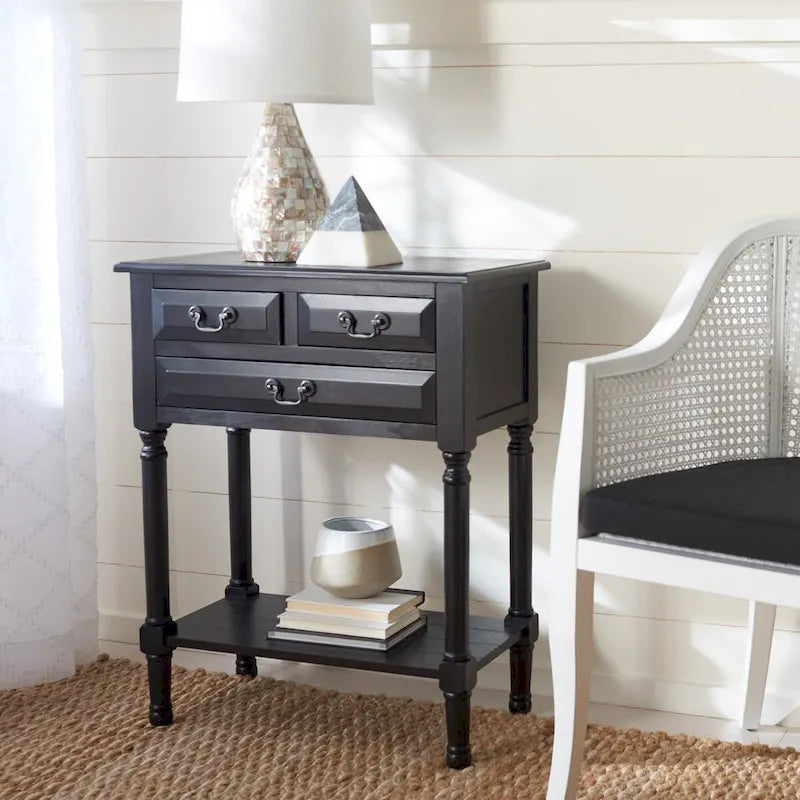 3-Drawer Console Table with Open Bottom Shelf