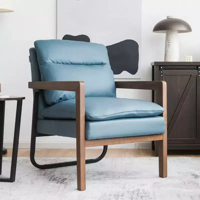 Modern Upholstered Accent Armchair with Rubber Wood Legs