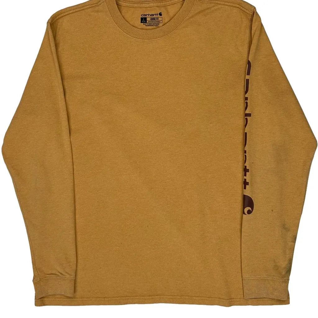 Long Sleeve T-Shirt Women Yellow Cotton Crew Neck Casual Large