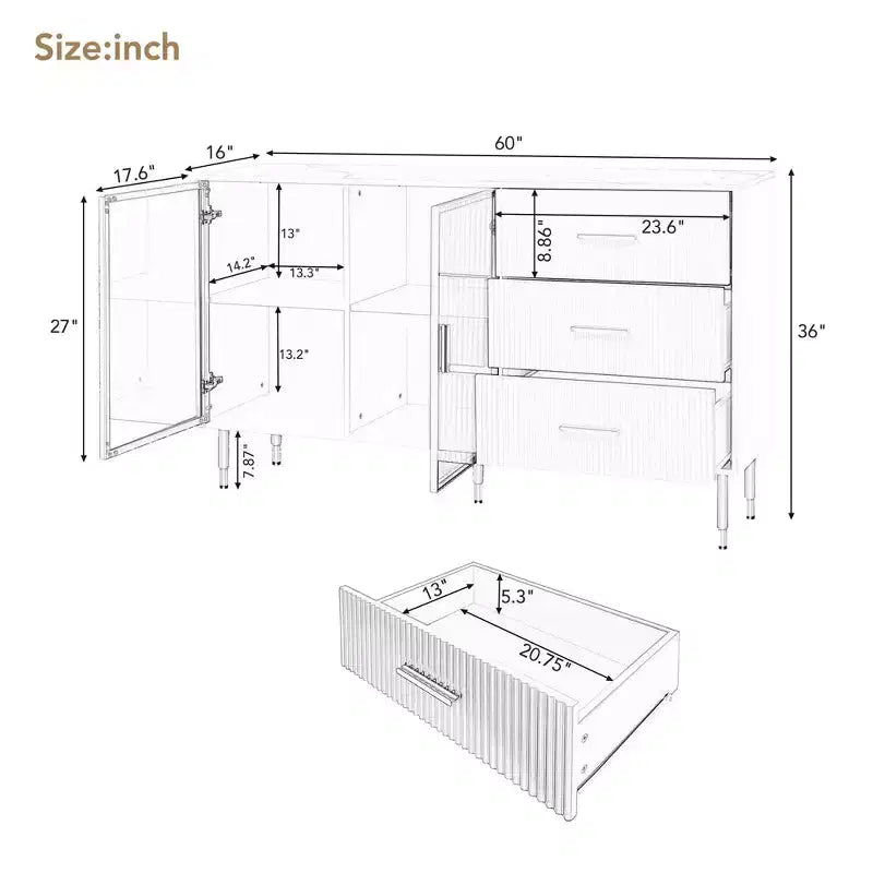 Modern Sideboard Buffet Cabinets Large Storage Space Multifunctional Storage Cabinet for Dining Living Room Entryway Black