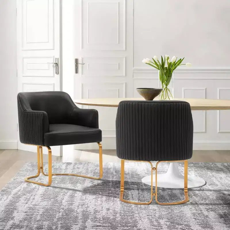 Manhattan Comfort Set of 2 Raya Modern Leatherette Upholstered Dining Armchairs