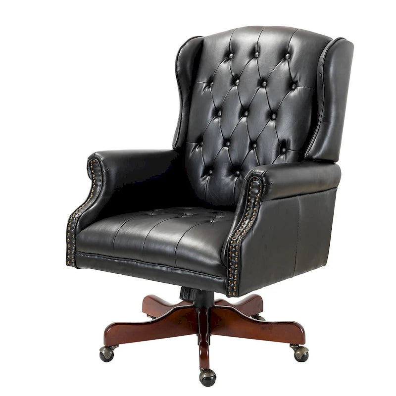 Modern swivel executive chair with tufted backrest