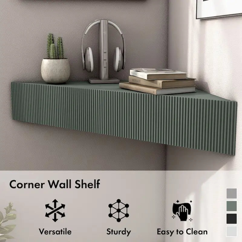47 Corner Floating TV Stand, 3 Shelves, Transitional Style, Space-Saving Wall Mount