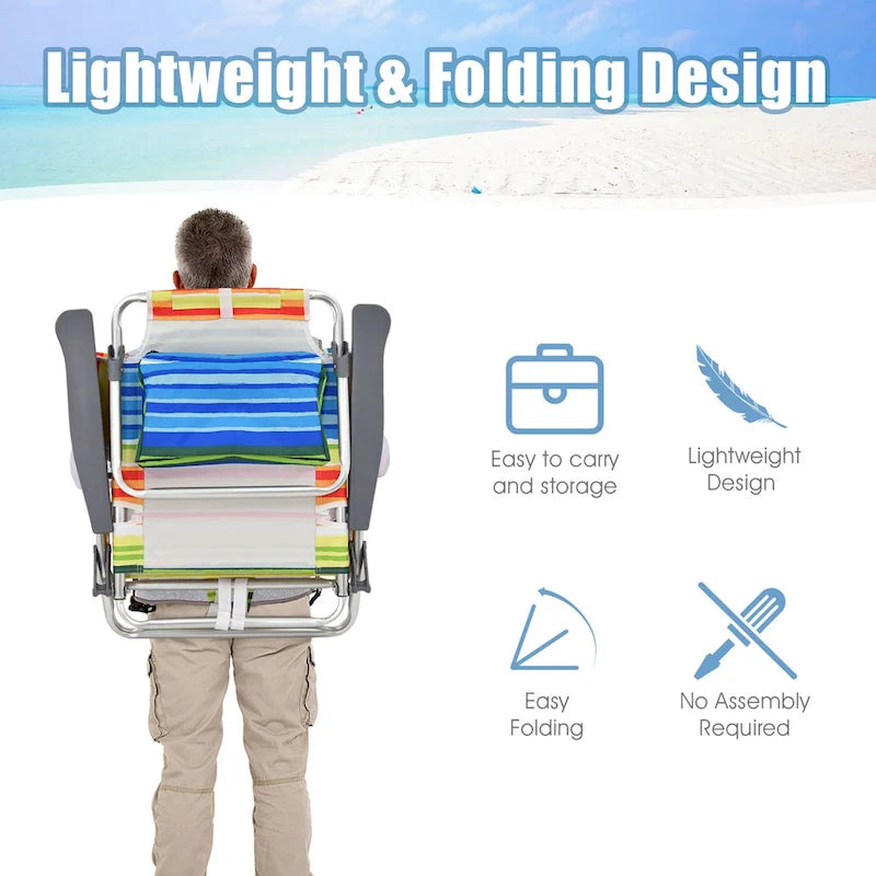 Folding Beach Backpack Chair Reclining Camping Chair with Pillow