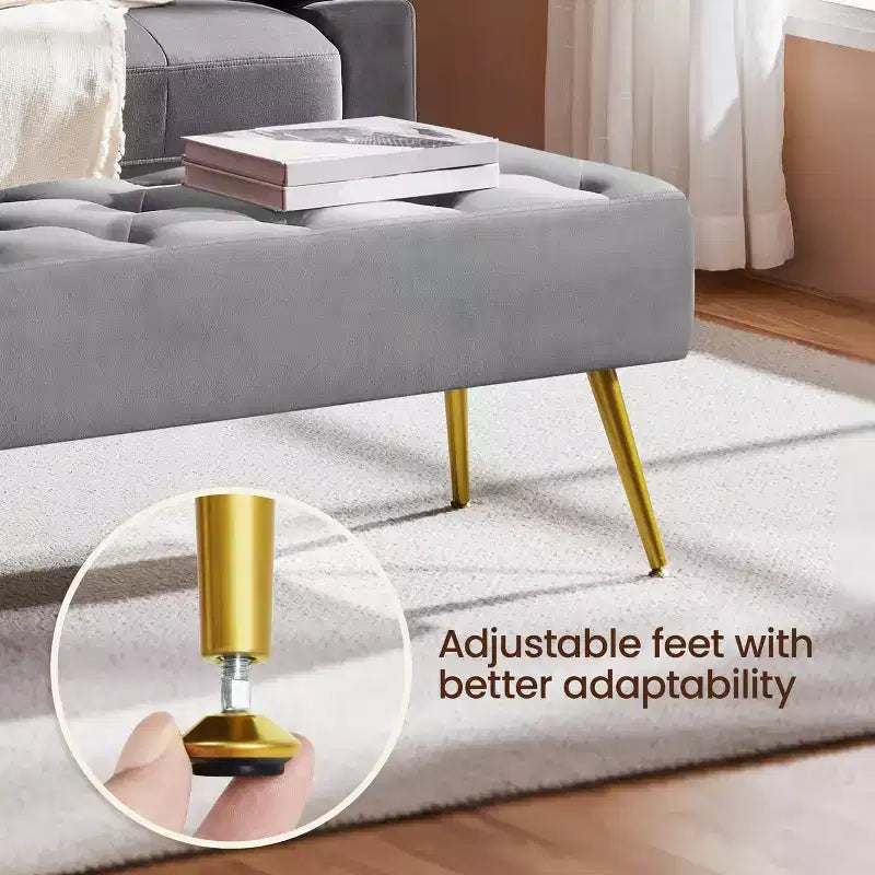Modern Upholstered Button-Tufted Ottoman Footstool Bench for Bedroom