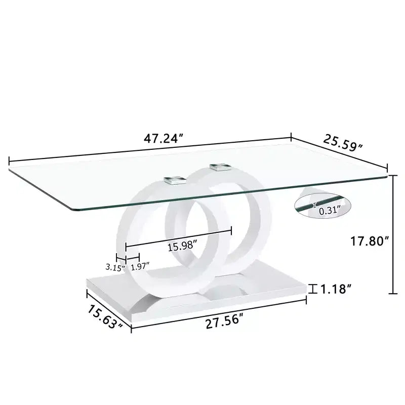 Ring-Base Glass Coffee Table with MDF Base