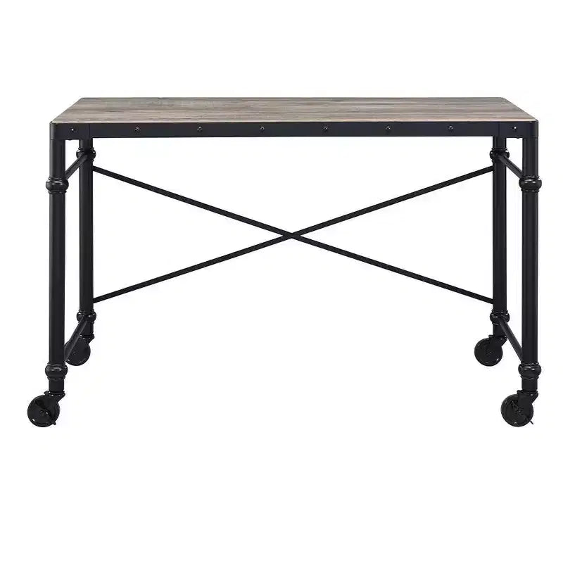 47 Industrial Writing Desk, Rustic Oak & Black