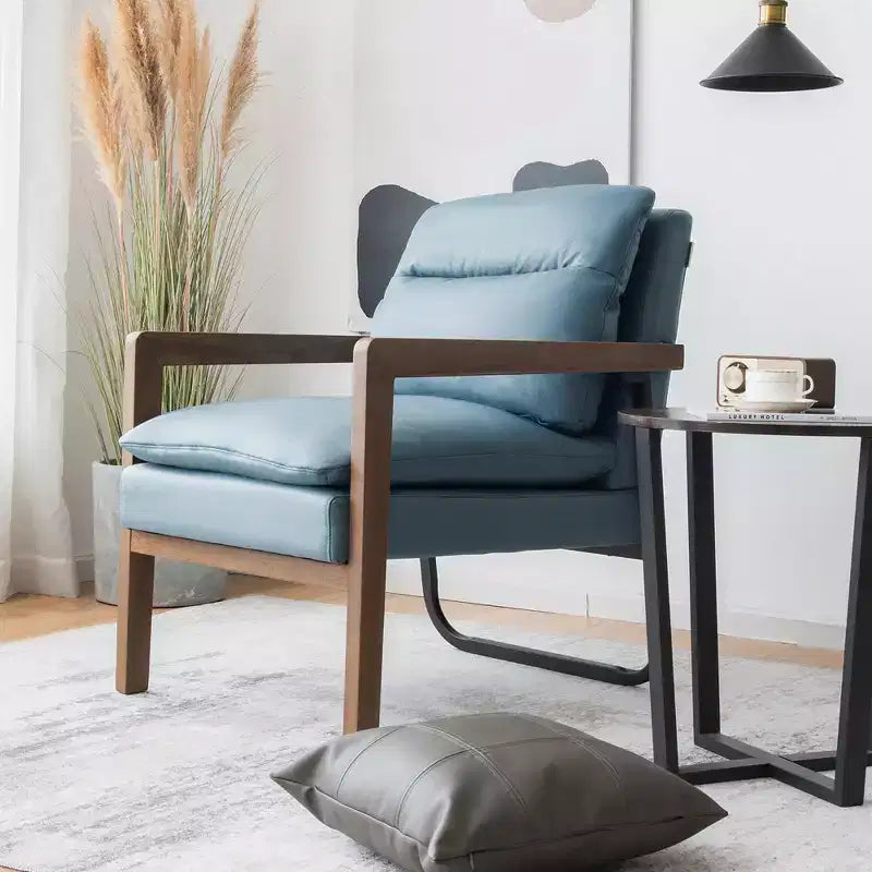 Modern Upholstered Accent Armchair with Rubber Wood Legs