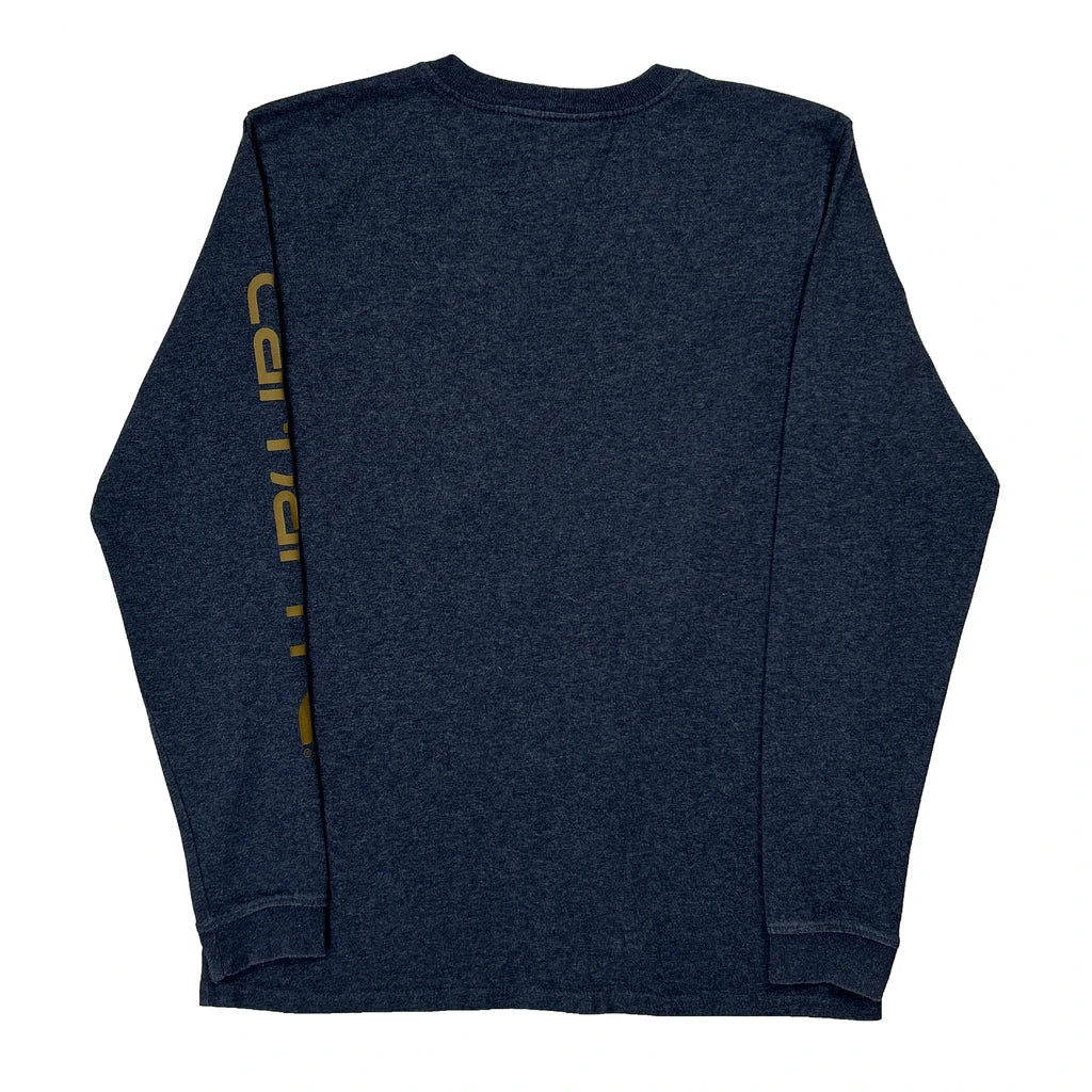 Long Sleeve T-Shirt Small Blue Cotton Crew Neck Regular Fit Women