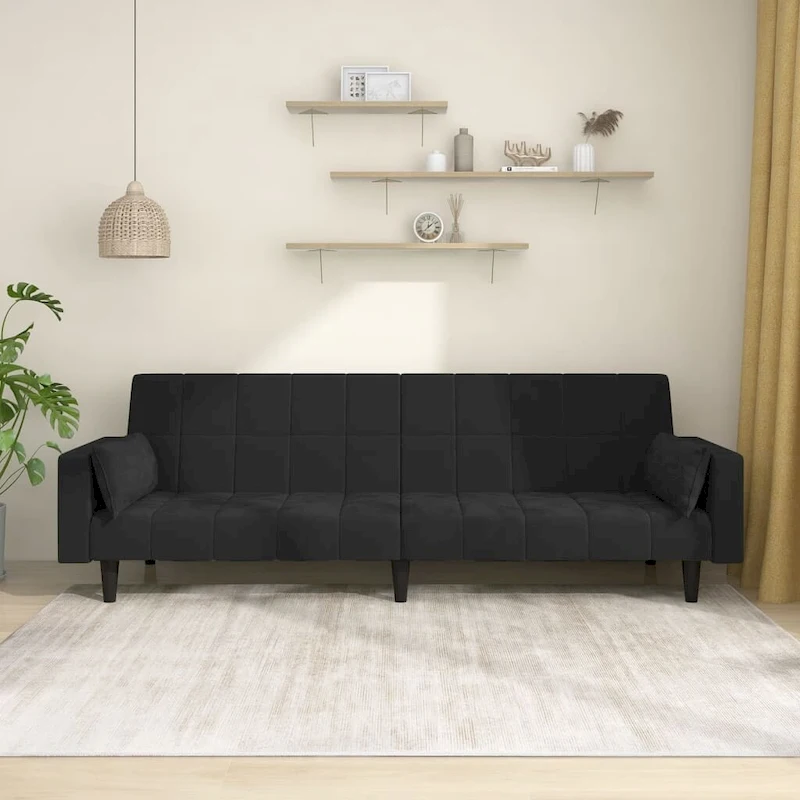 vidaXL 2-Seater Sofa Bed Upholstered Convertible Sleeper Sofa Couch Velvet - 86.6 x 33.3 x 27.2