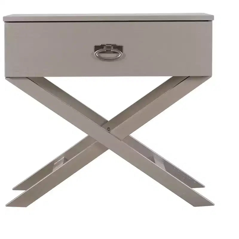 X Frame 1-Drawer Nightstand with Textured Drawer Front