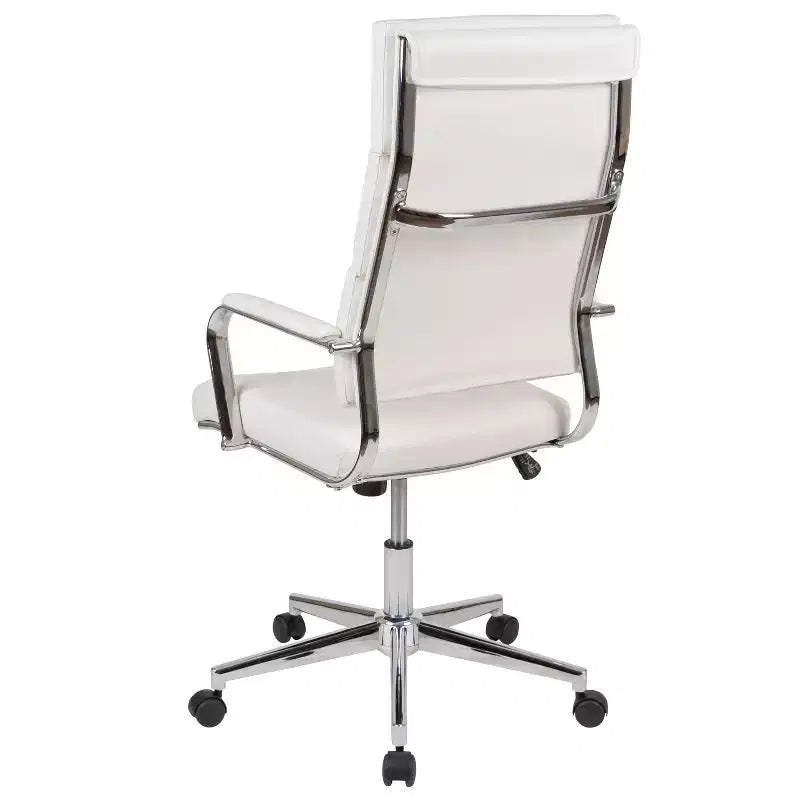 High Panel-Back Ergonomic Executive Office Chair with Padded Metal Arms, 360�� Swivel