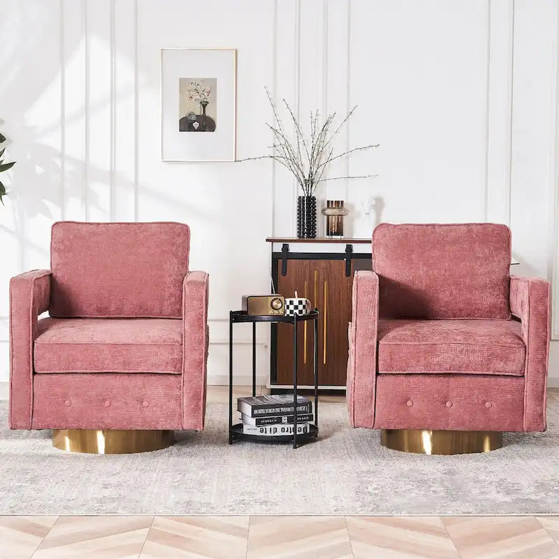 Swivel Barrel Chair for Living Room,360 Degree Swivel Club Modern Accent Single Sofa Chair(set of 2)
