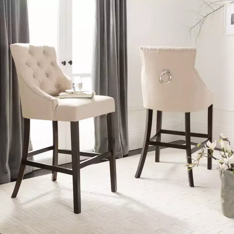 Eleni Tufted Wing Back Bar Stool (Set Of 2) - BST6304 - Safavieh