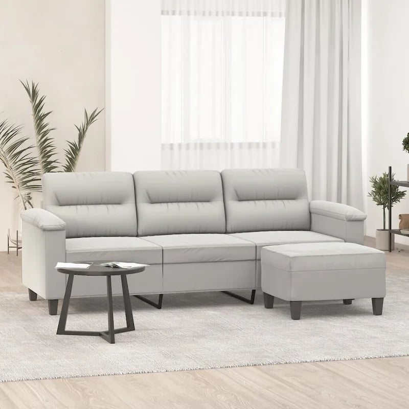 Modern Accent Upholstered Chair with Footstool Microfiber Fabric