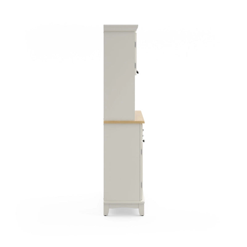 Off-White Server with Hutch & Wood Top