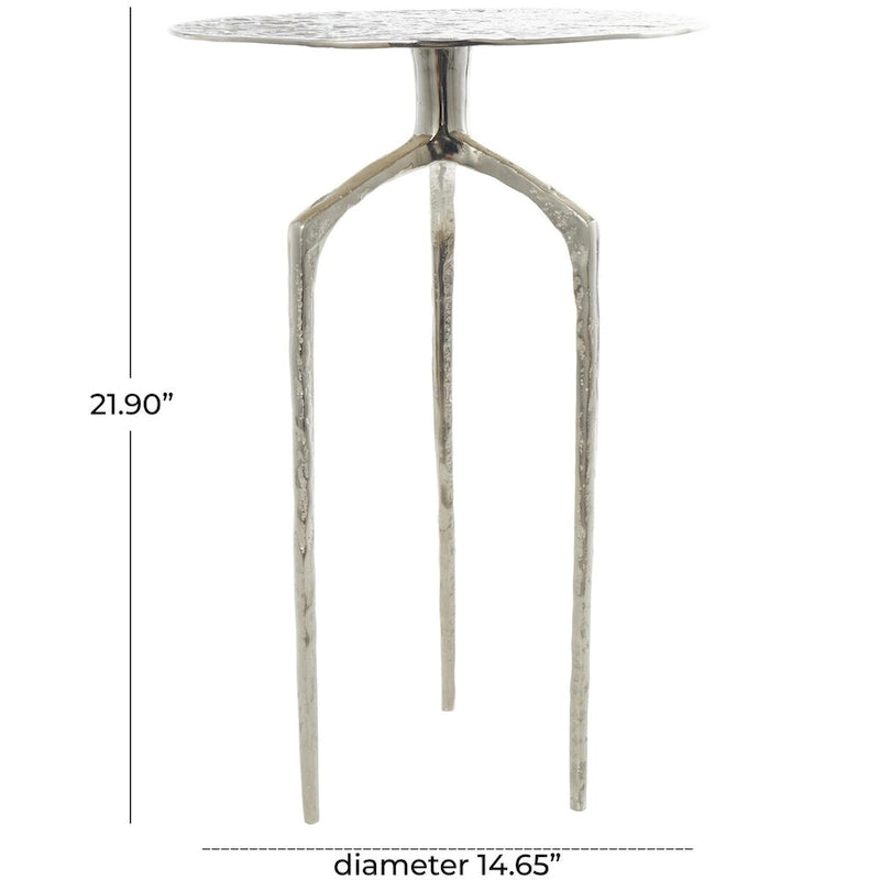 Aluminum Metal Geometric Slim Textured Side End Accent Table