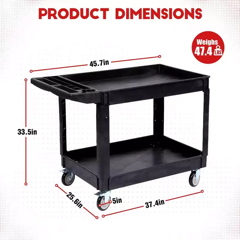 Heavy Duty Rolling Utility Cart | 550 lb | 360° Swivel Locking Wheels | Storage Handle