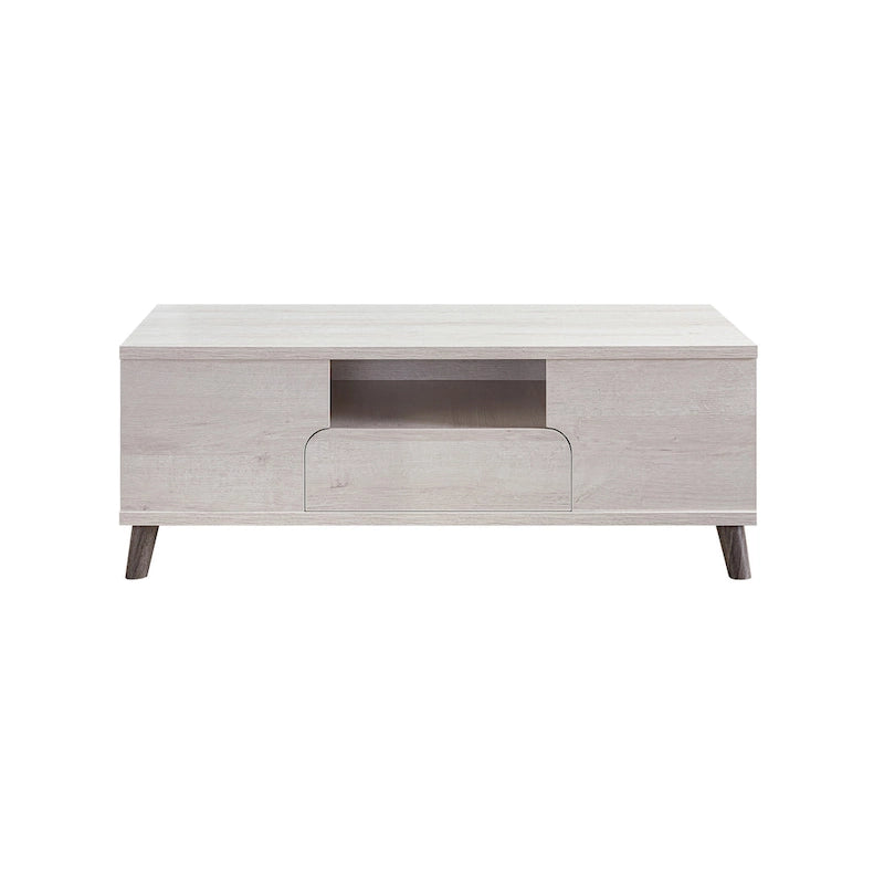 47 Mid-Century Modern Coffee Table with Shelves & Drawer