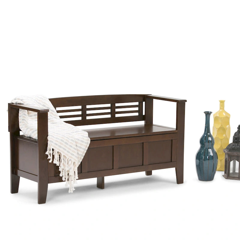 Solid Wood 48-Inch Wide Contemporary Entryway Storage Bench