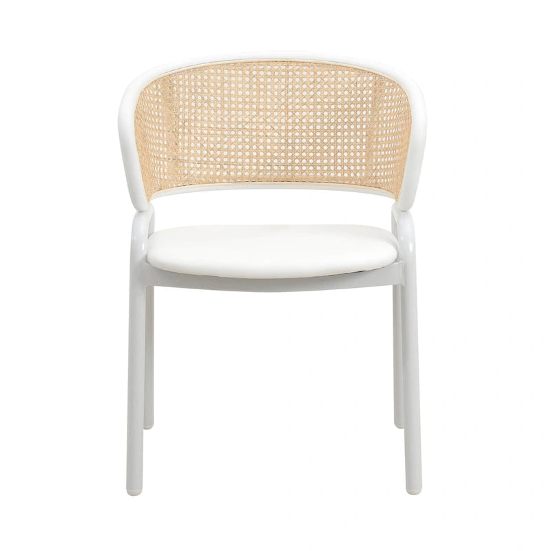 Modern Stylish Dining Arm Chair with Rattan Back and Steel Legs