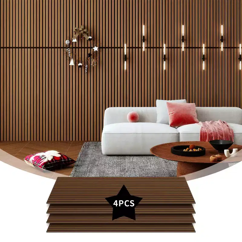 Dyonery 4/8 Pack 47.2422.63 Wood Slat Wall Panels for Decor/Noise Reduction, Modern 3D Fluted Acoustic Wall Panels for Home/Office