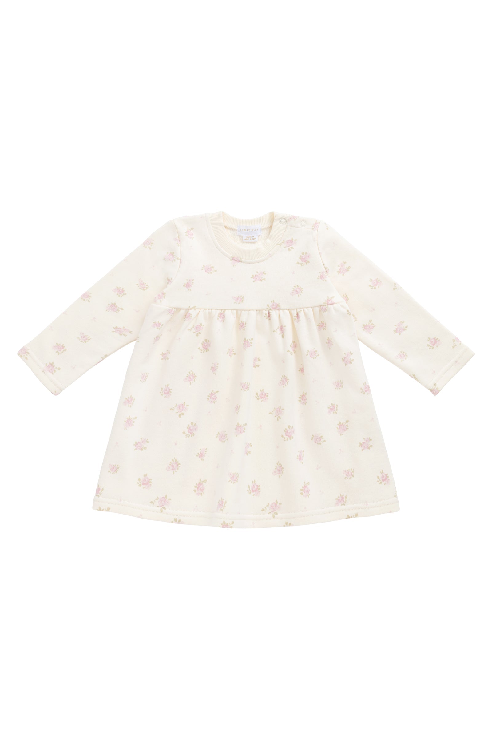 Effortless Neutral Solid Organic Cotton-Elastane  Dress with Breathable Soft Silhouette for Girls Everyday (6M�C8Y)